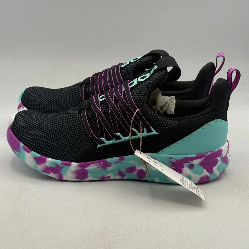 Adidas Lite Racer Adapt 7.0 K Shoes Kids Size 5 Black Purple Running JS2291